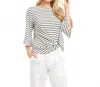Karen Kane Stripe Flare Sleeve Pick-up Top In White With Black In White