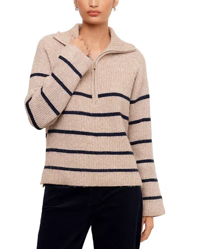 Karen Kane Stripe Half-zip Long Sleeve Sweater In Purple