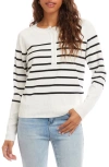 Karen Kane Stripe Henley Sweater In Multi