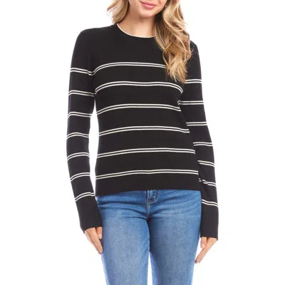 Karen Kane Stripe Rib Sweater In Black