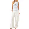 Karen Kane Stripe Ribbed Sweater Tank In Lake In Blue