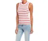 Karen Kane Stripe Ribbed Sweater Tank In Red In Red