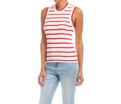 KAREN KANE STRIPE RIBBED SWEATER TANK IN RED