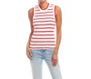 Karen Kane Stripe Ribbed Sweater Tank Top In Red In Multi