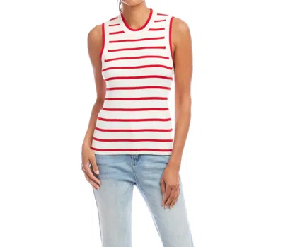 KAREN KANE STRIPE RIBBED SWEATER TANK TOP IN RED