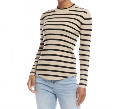 Karen Kane Stripe Shirtail Sweater In Off White And Black In Multi