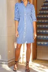 Karen Kane Stripe Shirtdress In Indigo