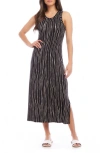 Karen Kane Stripe Sleeveless Midi Dress In Black Print