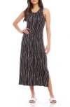 Karen Kane Stripe Sleeveless Midi Dress In Print