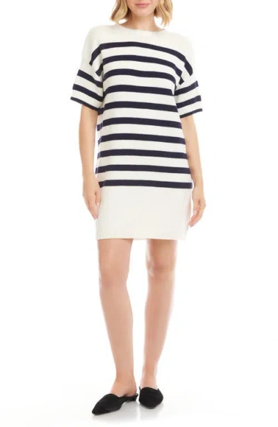 Karen Kane Stripe Sweater Dress In White