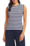 Karen Kane Stripe Tank In Blue
