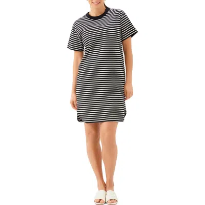 Karen Kane Stripe Short Sleeve Dress In Black
