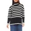 Karen Kane Stripe Turtleneck Sweater In Black