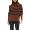 Karen Kane Stripe Turtleneck Sweater In Cognac/black