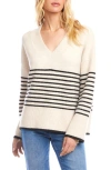 Karen Kane Stripe V-neck Sweater In Multi