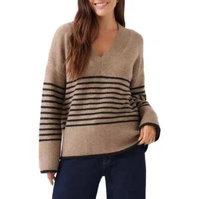 Karen Kane Stripe V-neck Sweater In Animal Print
