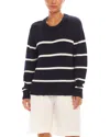 Karen Kane Striped Crewneck Sweater In Navy