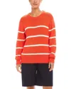 Karen Kane Striped Crewneck Sweater In Orange
