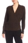 Karen Kane Surplice V-neck Sweater In Brown