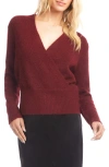 Karen Kane Surplice V-neck Sweater In Burgundy