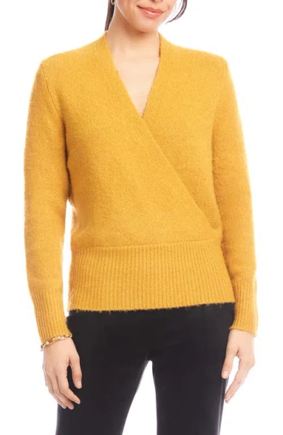 Karen Kane Surplice V-neck Sweater In Orange