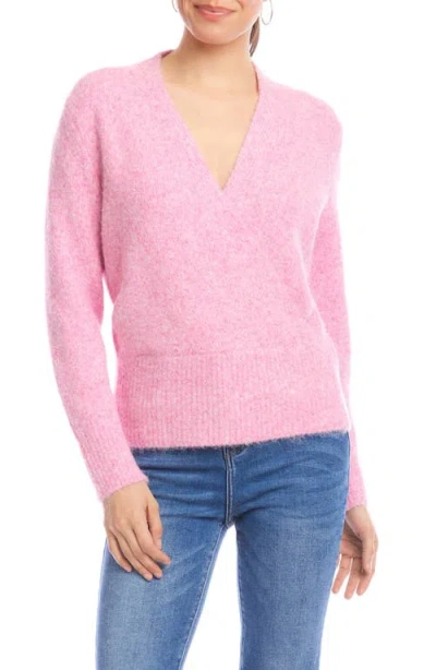 Karen Kane Surplice V-neck Sweater In Pink