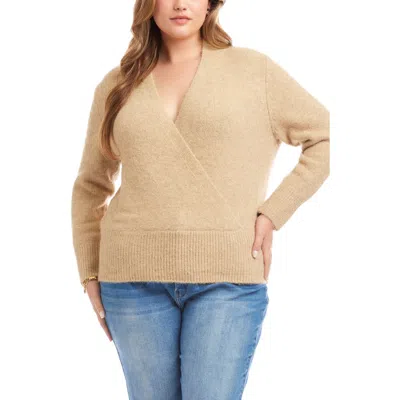 Karen Kane Surplice V-neck Sweater In Neutral