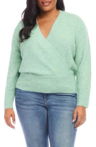 Karen Kane Surplice V-neck Sweater In Seaglass