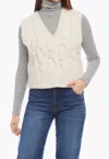Karen Kane Cable Knit Sweater Vest In Beige