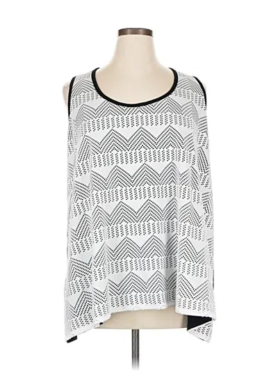 Pre-owned Karen Kane Tank Top Silver Chevron/herringbone Pattern Cold Shoulder Neckline Tops