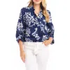 Karen Kane Tassel Tie Waist Shirt In Navy