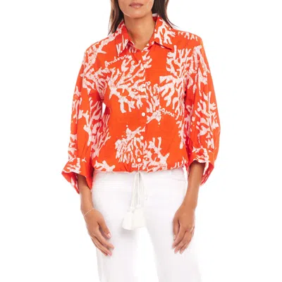 Karen Kane Tassel Tie Waist Shirt In Orange