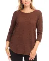 Karen Kane Textured Shirttail Top In Cognac