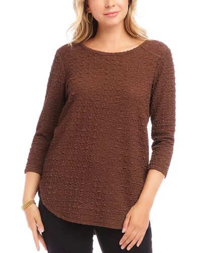 Karen Kane Textured Shirttail Top In Cognac