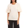 Karen Kane Puff Sleeve Textured Shirt In Cream