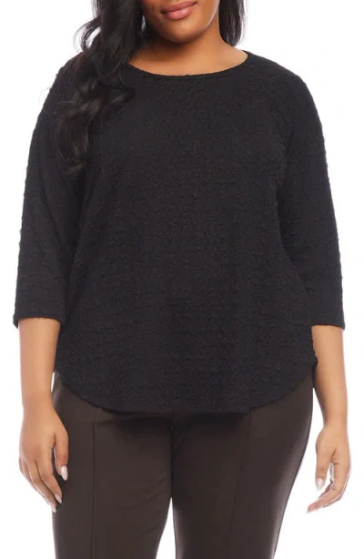 Karen Kane Textured Shirttail Top In Black