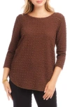 Karen Kane Textured Shirttail Top In Cognac