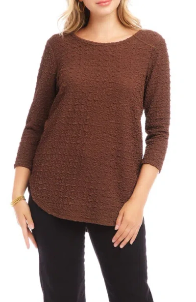 Karen Kane Textured Shirttail Top In Cognac