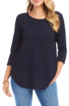 Karen Kane Textured Shirttail Top In Navy