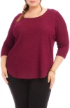 Karen Kane Textured Shirttail Top In Wine