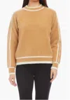 Karen Kane Contrast Stripe Eyelash Sweater In Brown