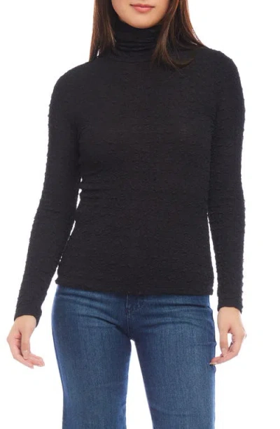Karen Kane Textured Turtleneck Top In Black