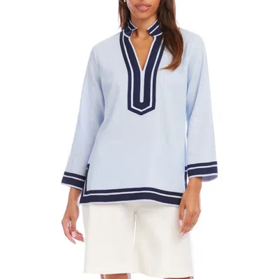 Karen Kane The St. Tropez Linen Blend Tunic In Blue