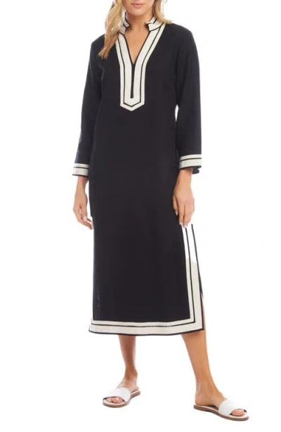 KAREN KANE KAREN KANE THE ST. TROPEZ LONG SLEEVE LINEN BLEND MIDI DRESS