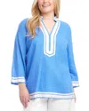 Karen Kane The St. Tropez Linen Blend Tunic Top In Blue