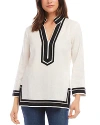 Karen Kane The St. Tropez Linen Blend Tunic In Off White/black