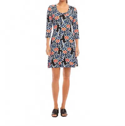Karen Kane Three-quarter Sleeve A-line Dress In Black