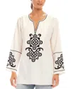 Karen Kane Embroidered Cotton Tunic Top In Cream