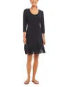 Karen Kane Fringe Trim Scoop Neck Dress In Navy