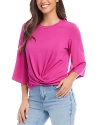 Karen Kane Drape Front Top In Dark Pink